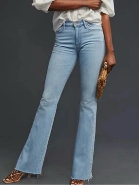 MOTHER The Weekender Fray High-Rise Flare Jeans - Color Mentally Elsewhere